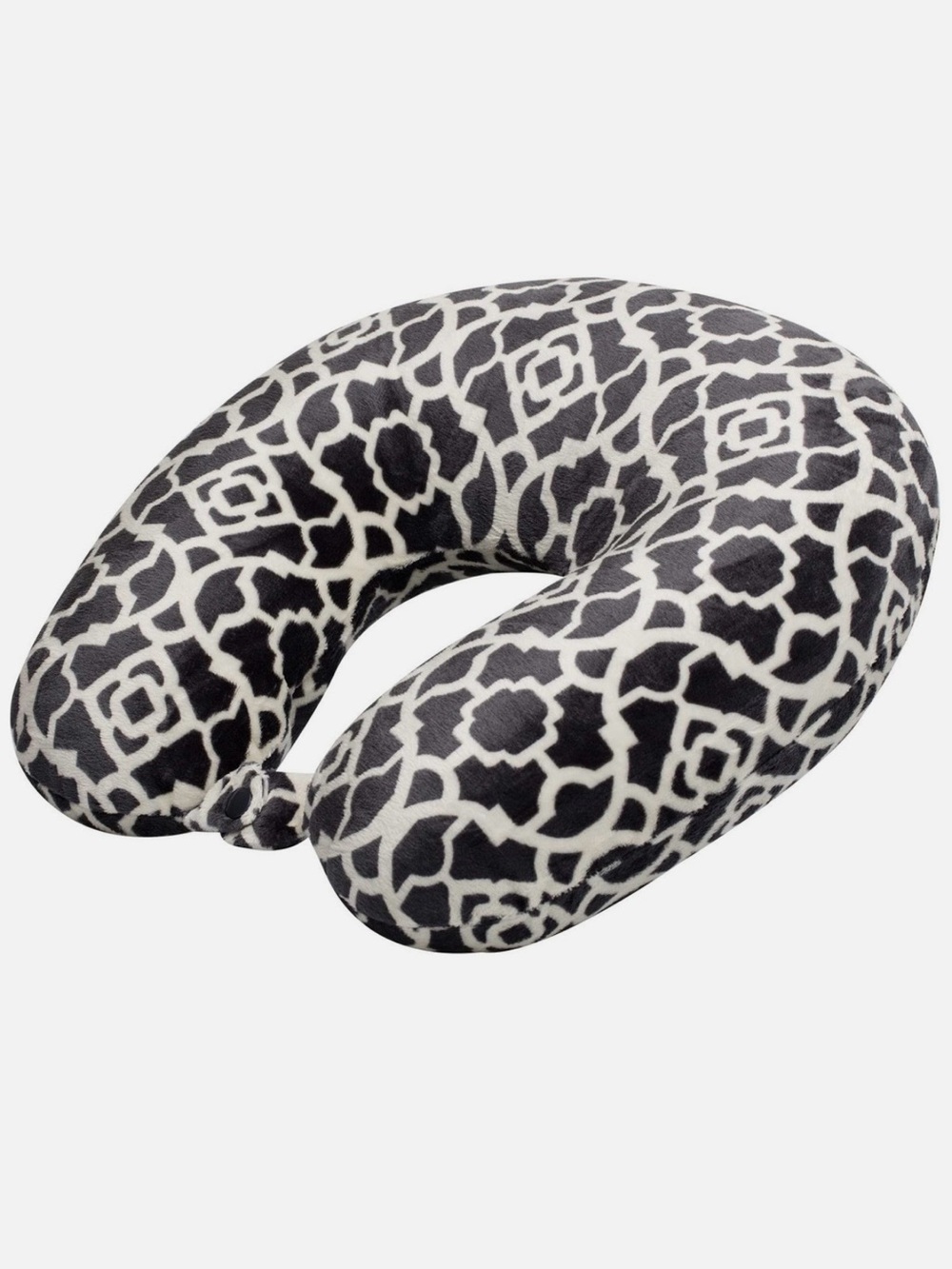 Plush cozy charcoal & White Geometric Travel Neck Pillow - Picture 5 of 9
